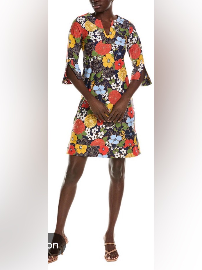 Jude Connally Megan Floral V-Neck Mini Dress In Red, Yellow, Blue, Green-Xs